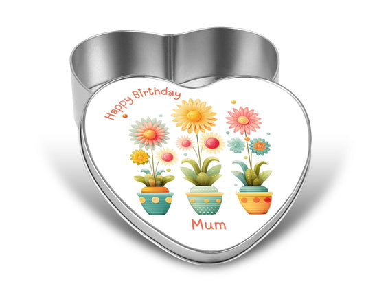 Personalised Heart Sweet Keepsake Tin - Daisies