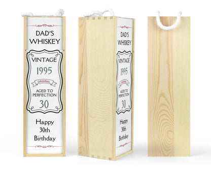 Personalised Wooden Bottle Gift Box - Vintage Birthday