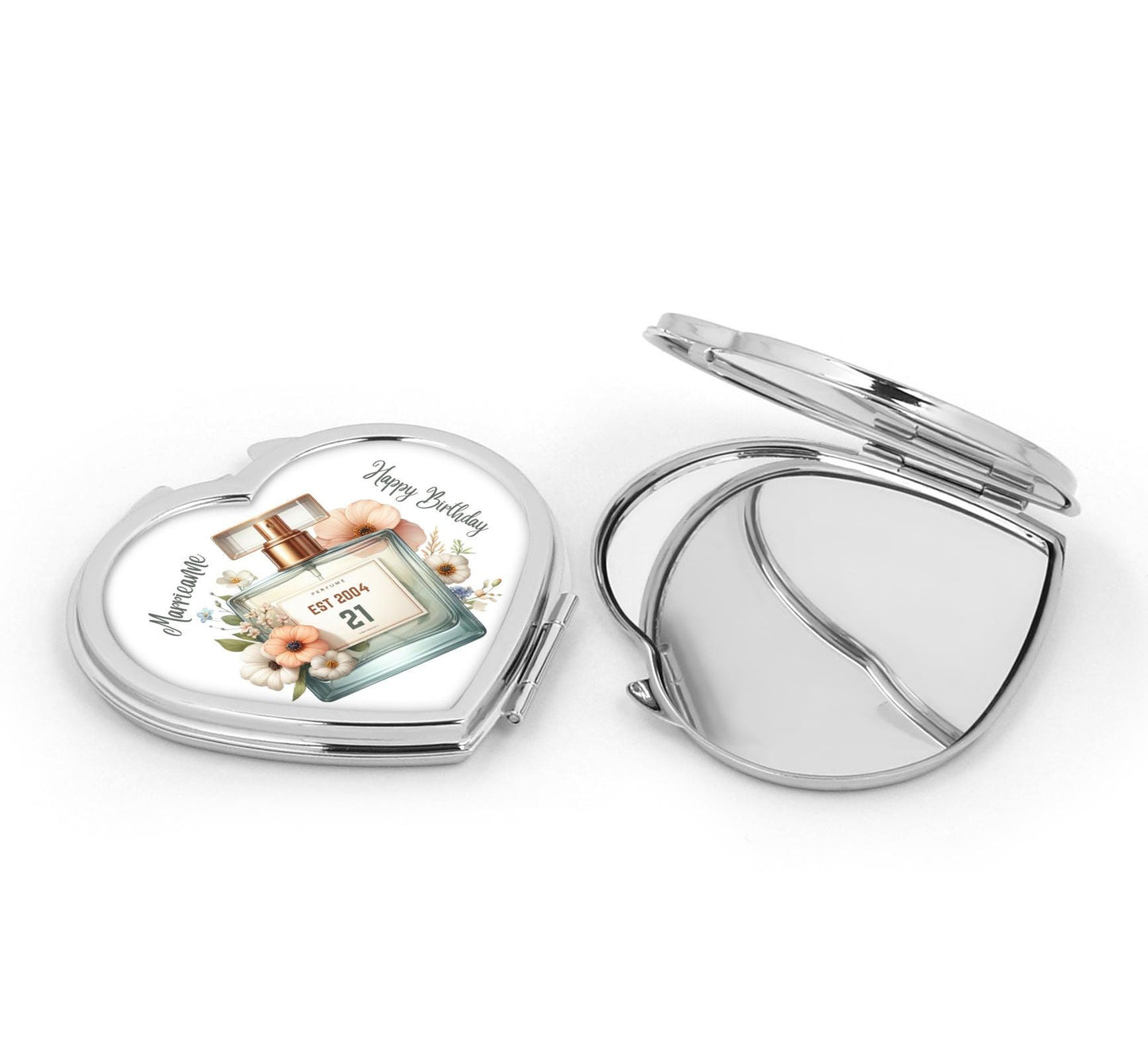 Personalised Heart Compact Mirror - Birthday Perfume