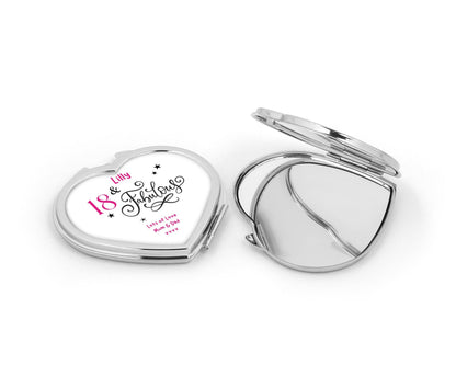Personalised Heart Compact Mirror - Birthday Fabulous