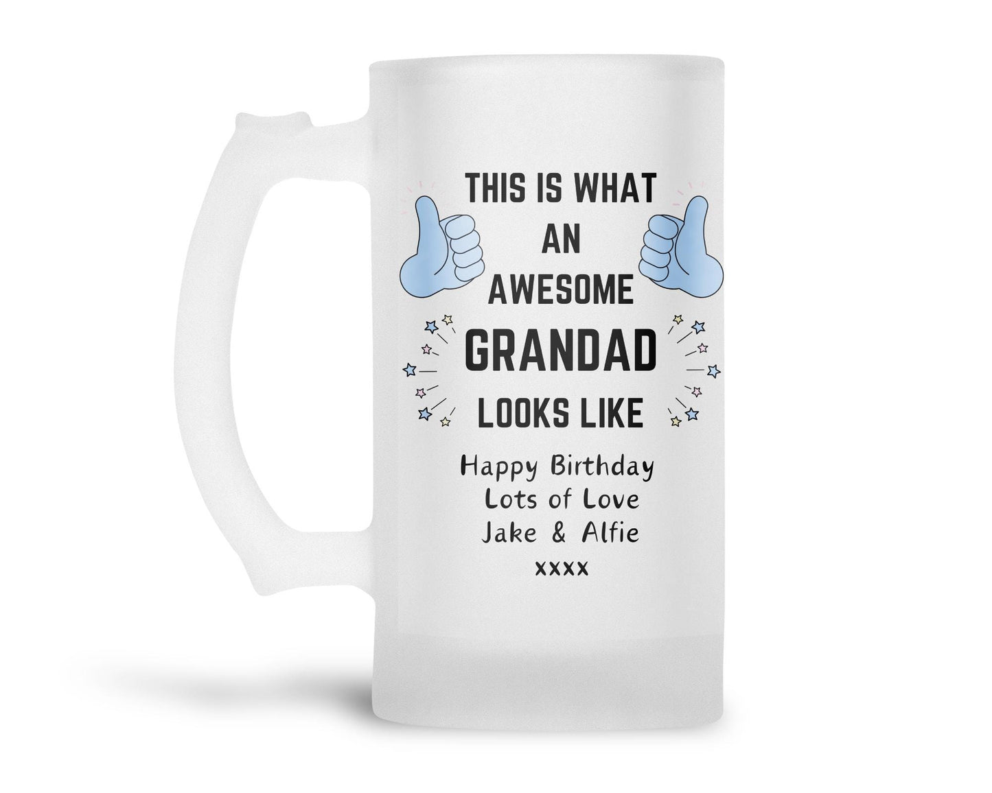 Personalised Frosted Glass Tankard - Awesome Grandad