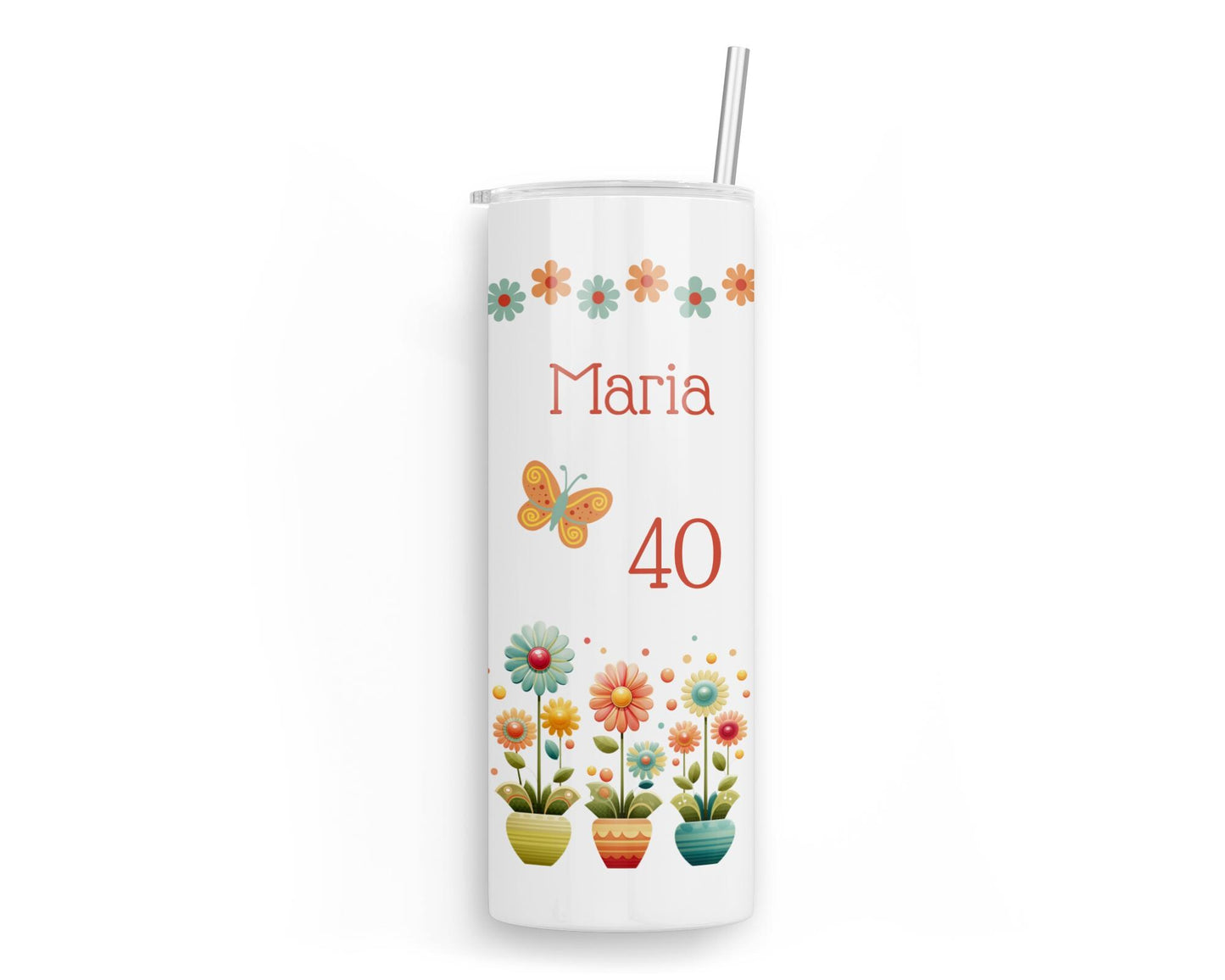 Personalised Insulated Tumbler Travel Bottle - Daisies Birthday