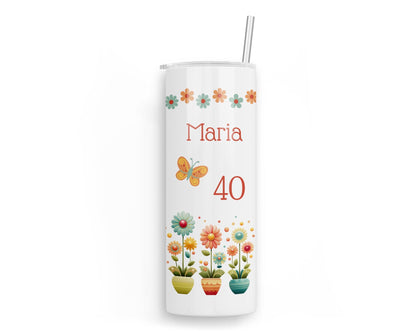 Personalised Insulated Tumbler Travel Bottle - Daisies Birthday