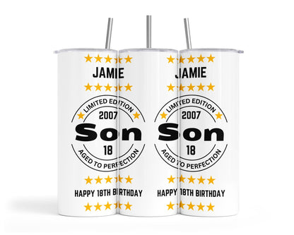 Personalised Insulated Tumbler Travel Bottle - 18th|21st Birthday Son