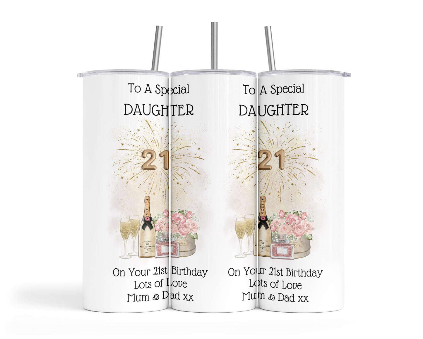 Personalised Insulated Tumbler Travel Bottle - 21st Birthday Daughter