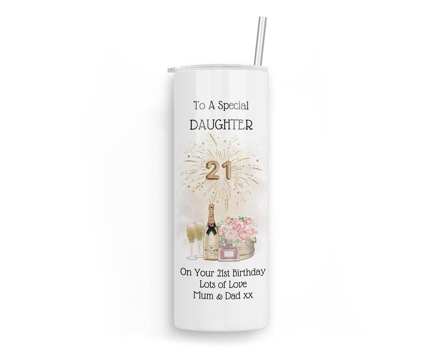 Personalised Insulated Tumbler Travel Bottle - 21st Birthday Daughter