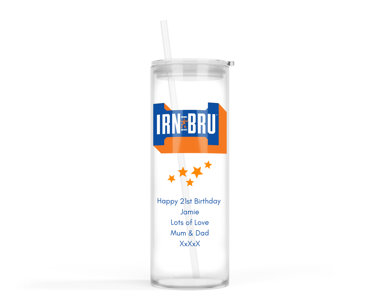 Personalised Tall Glass Tumbler - Irn Bru Design