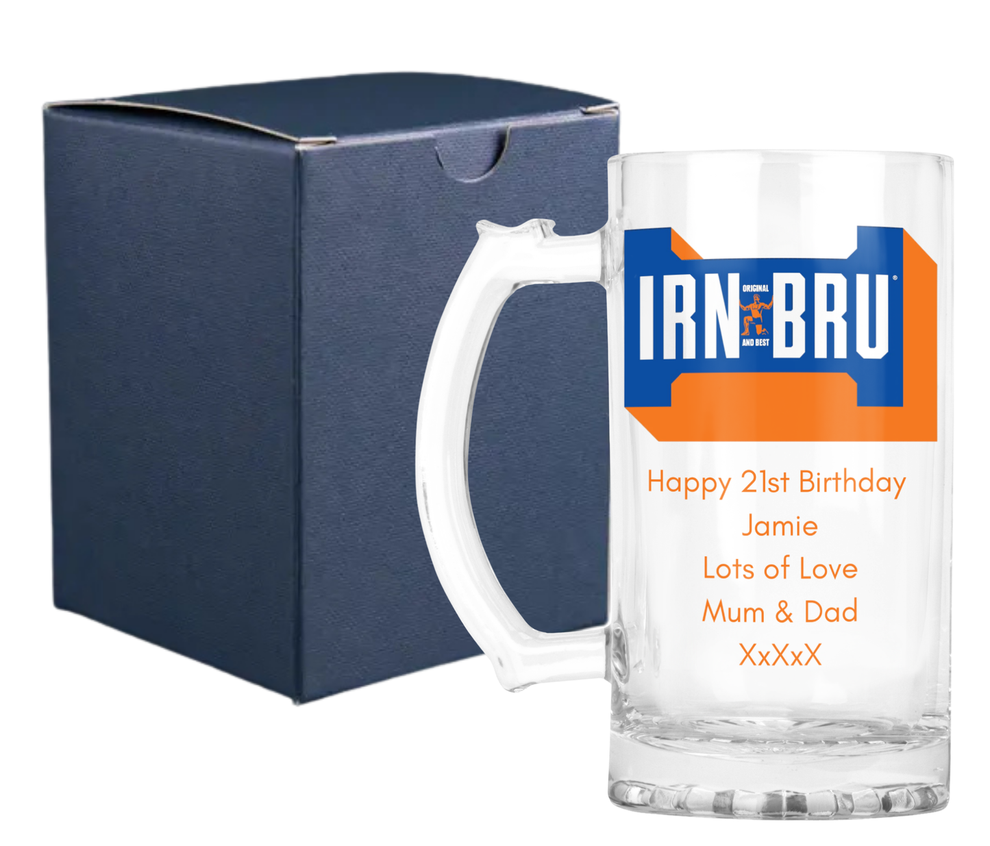 Personalised Glass Tankard Mug - Irn Bru Design