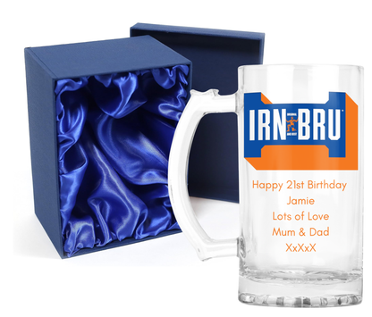 Personalised Glass Tankard Mug - Irn Bru Design