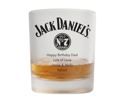 Personalised Frosted Glass Tumbler - Jack Daniels Whiskey Design
