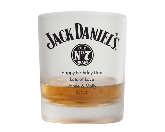 Personalised Frosted Glass Tumbler - Jack Daniels Whiskey Design