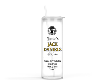 Personalised Tall Glass Tumbler - Jack Daniels & Coke Design