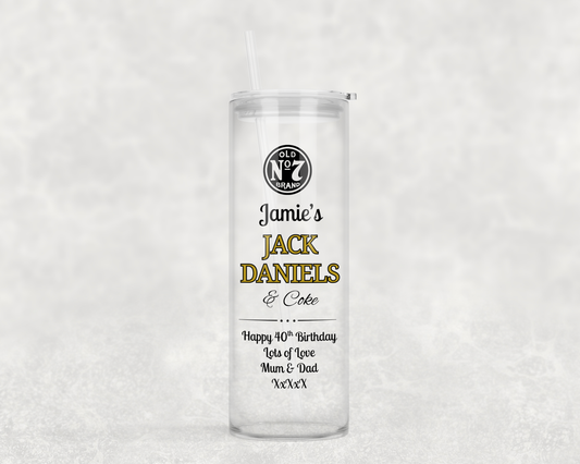 Personalised Tall Glass Tumbler - Jack Daniels & Coke Design