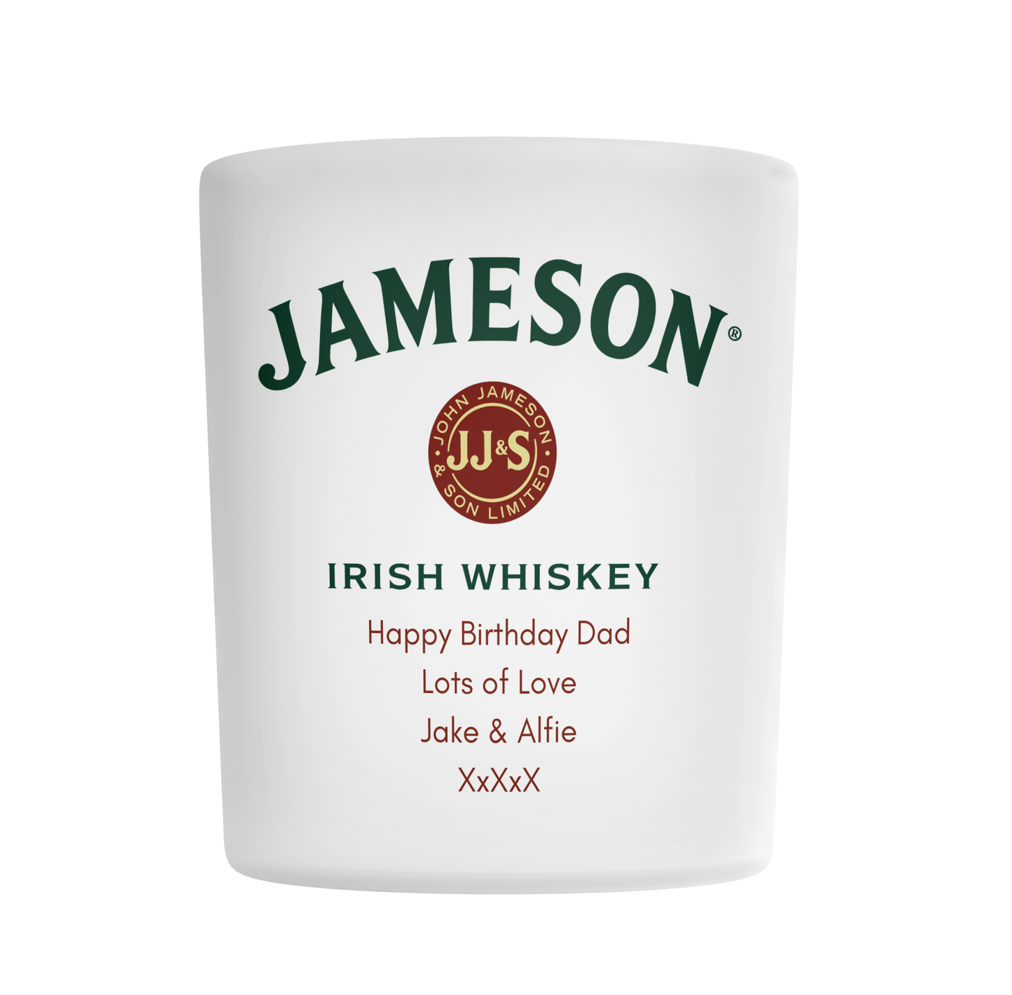 Personalised Frosted Glass Tumbler - Jameson Irish Whiskey Design