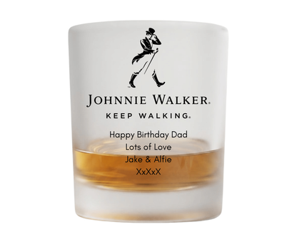 Personalised Frosted Glass Tumbler - Johnnie Walker Whisky Design