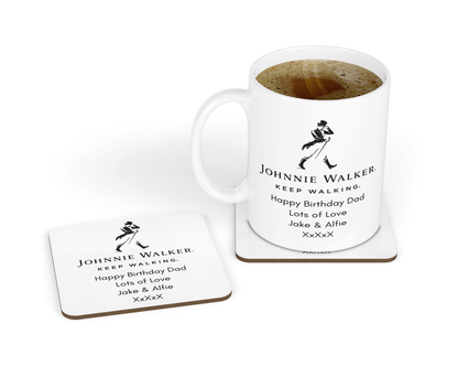 Personalised Johnnie Walker Whisky Mug & Coaster