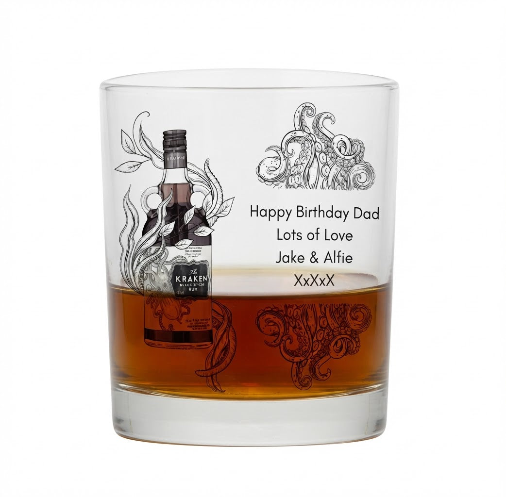 Personalised Kraken Rum Glass Tumbler