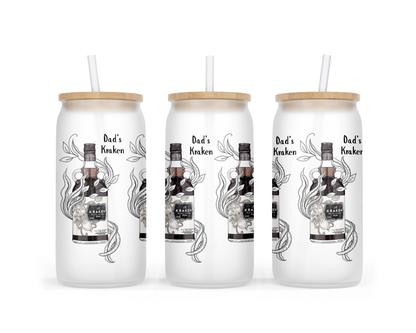 Personalised Frosted Glass Tumbler - Kraken Rum Design