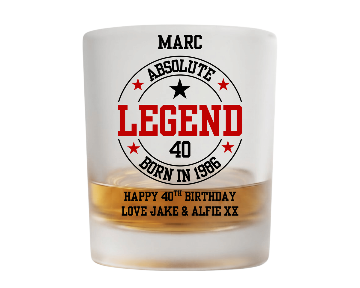 Personalised Frosted Glass Tumbler - Absolute Legend Design