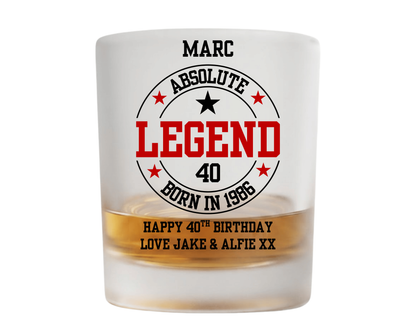 Personalised Frosted Glass Tumbler - Absolute Legend Design