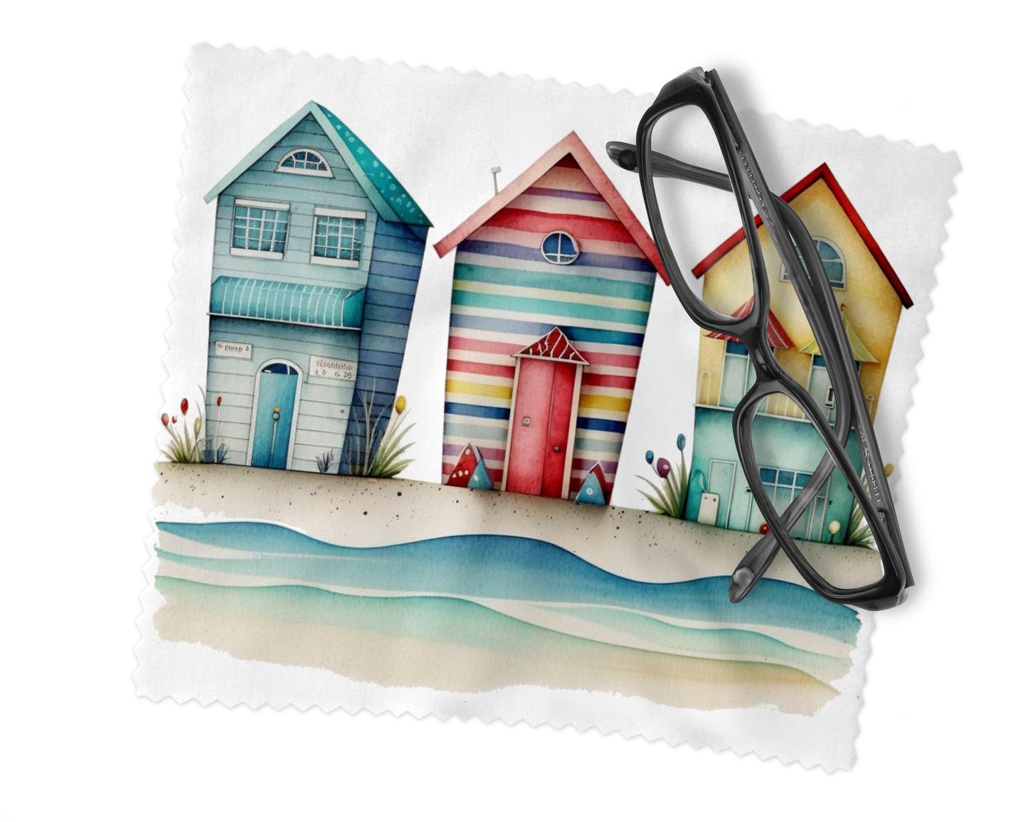 Personalised Glasses Case - Beach Hut Design