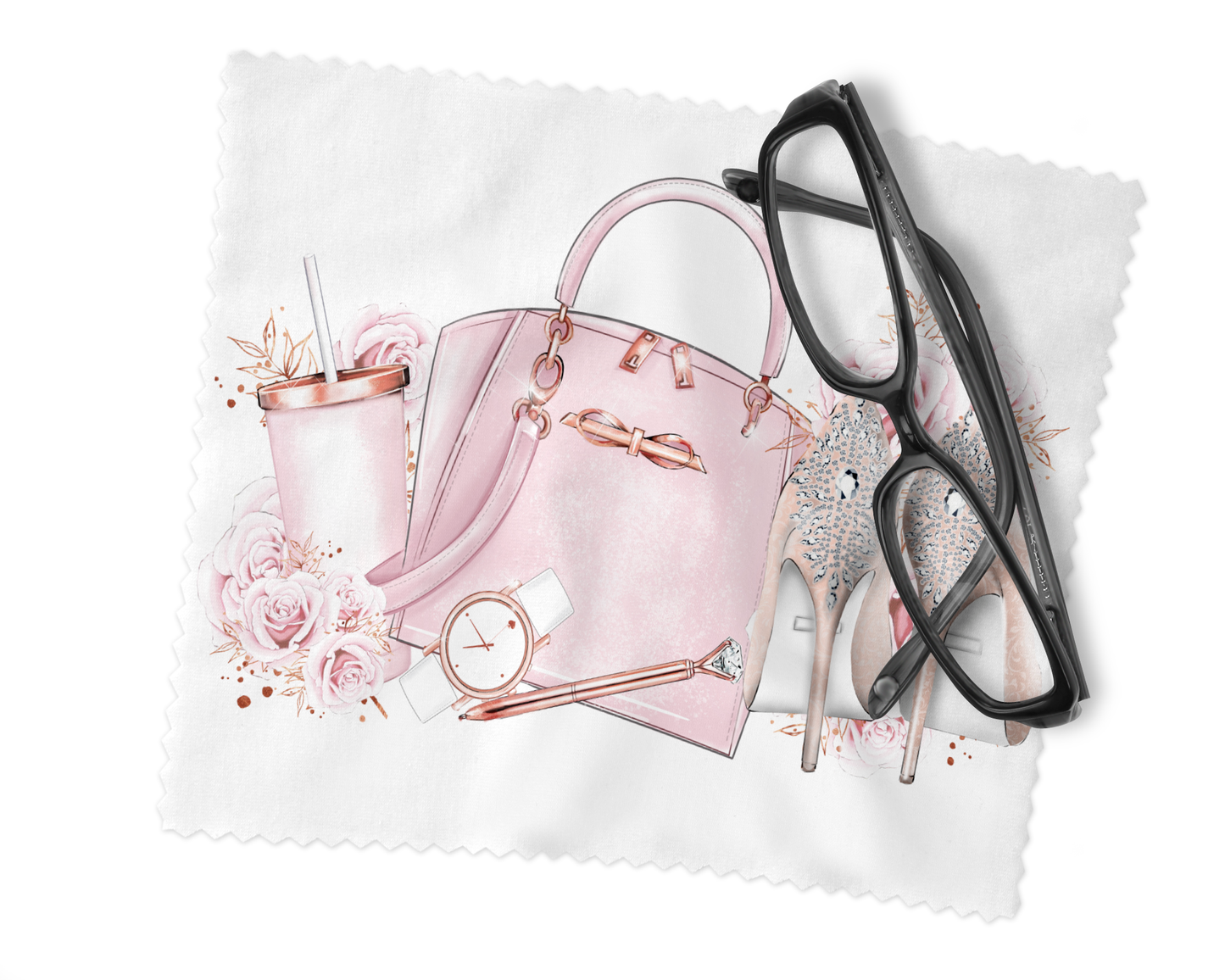 Personalised Glasses Case - Pink Shoes & Handbag