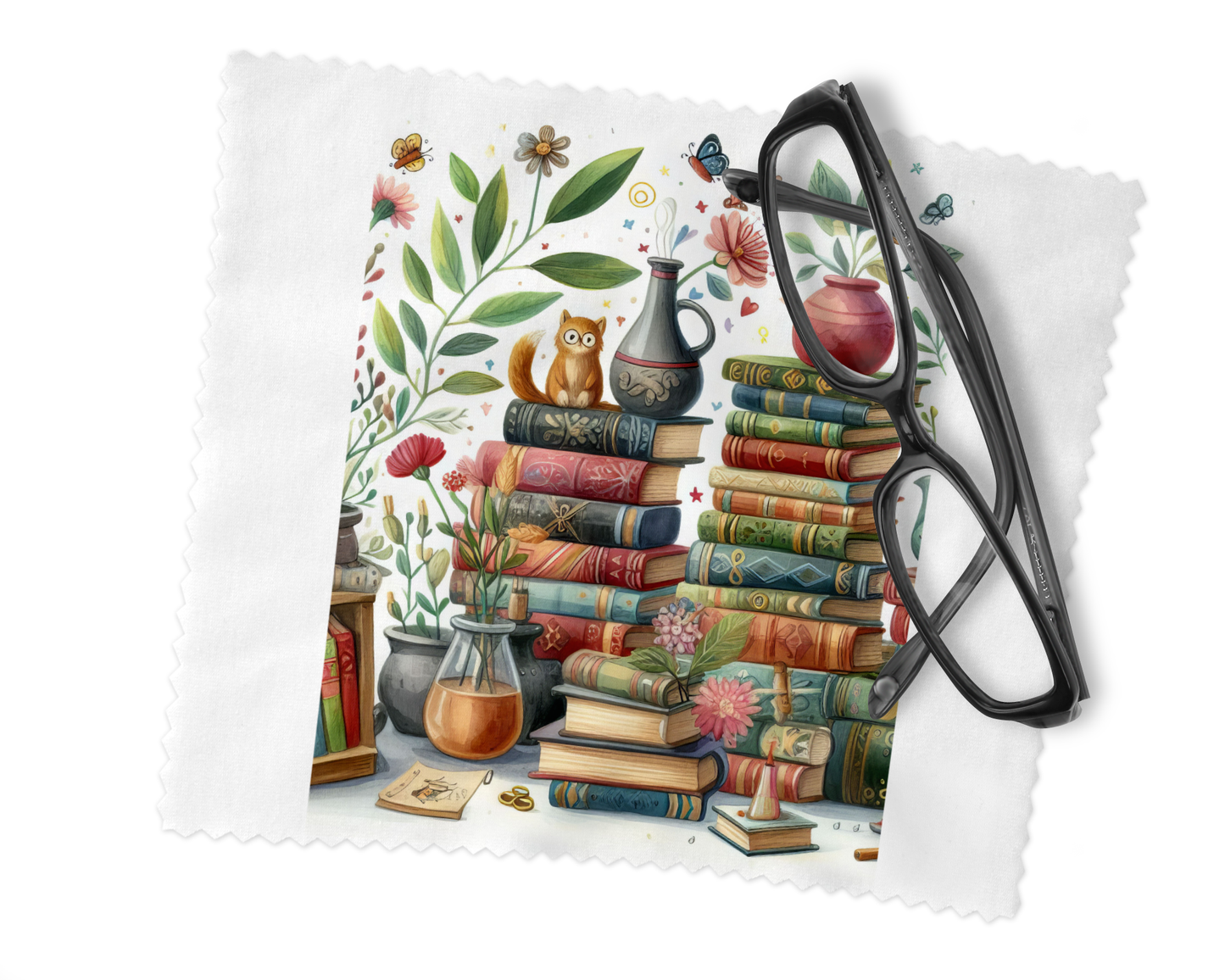 Personalised Glasses Case - Books Flowers Design