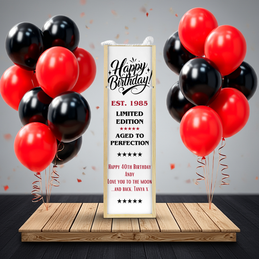 Personalised Wooden Wine Bottle Gift Box - Limited Edition Birthday Design