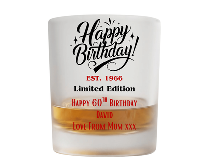 Personalised Frosted Glass Tumbler - Limited Edition Birthday Design