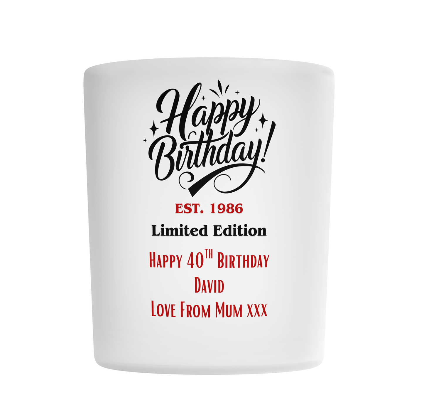 Personalised Frosted Glass Tumbler - Limited Edition Birthday Design