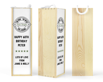 Personalised Wooden Bottle Gift Box - The Man The Myth The Legend