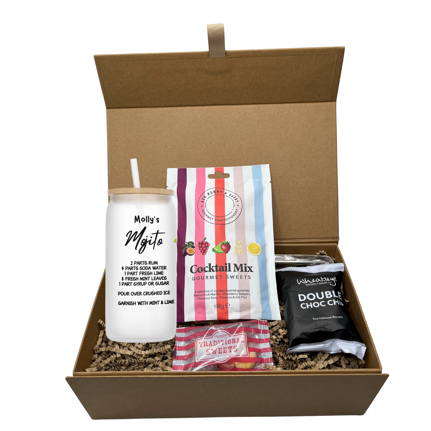 Personalised Mojito Cocktail Design Frosted Glass Tumbler Hamper Gift Box