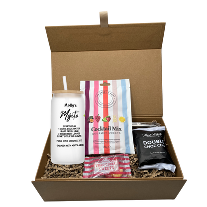 Personalised Mojito Cocktail Design Frosted Glass Tumbler Hamper Gift Box