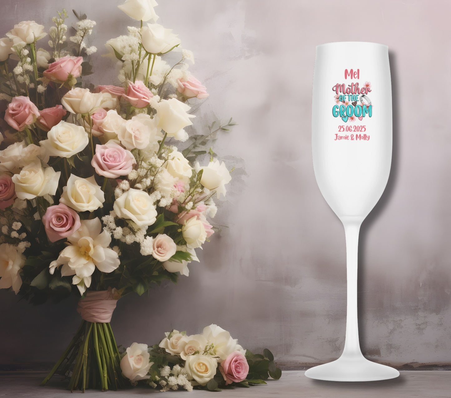 Personalised Flute Glass - Mother of the Groom Wedding