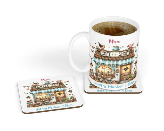 Personalised Mug & Coaster - Coffee Shop