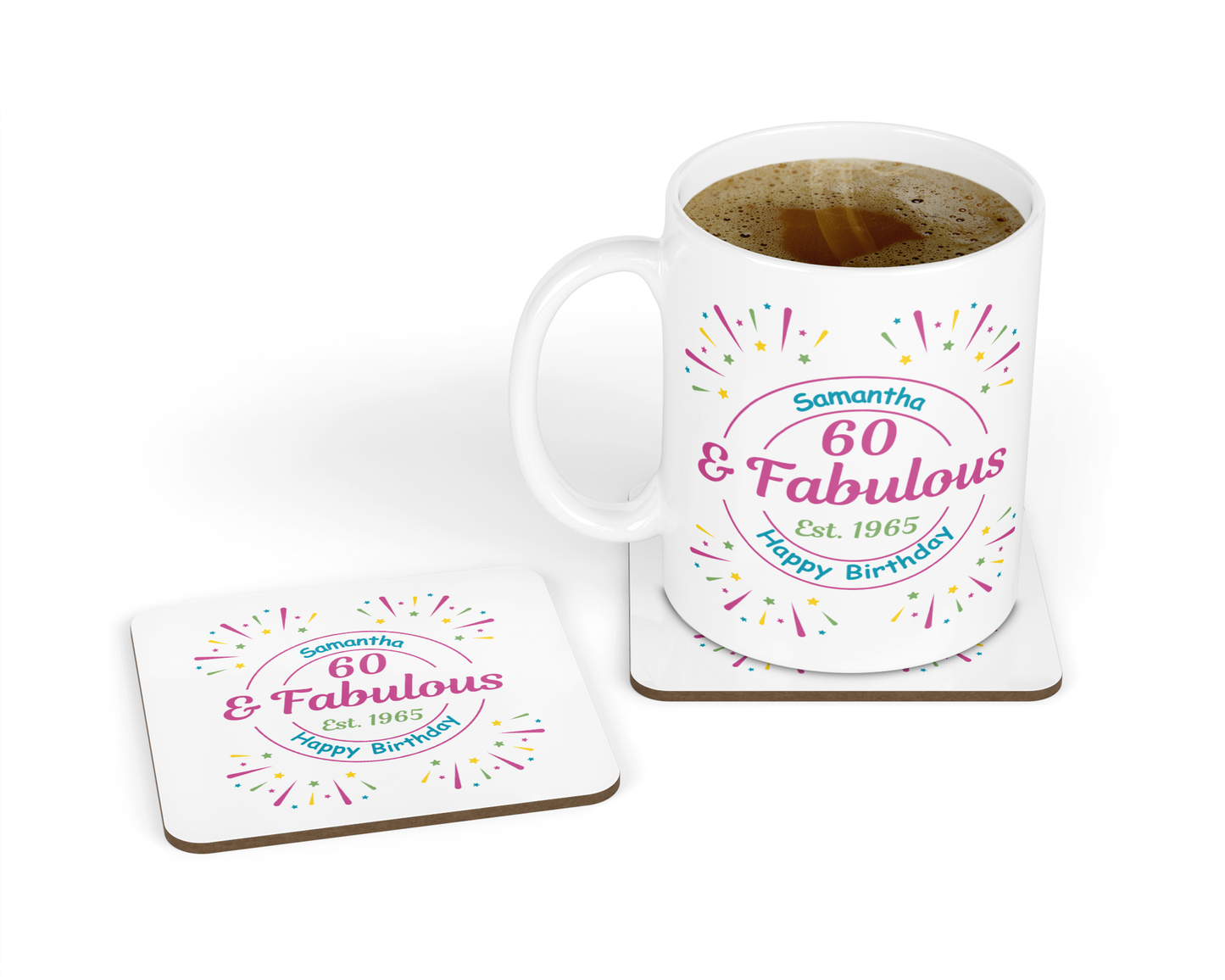 Personalised Fabulous Birthday Design Mug & Coaster Hamper Gift Box