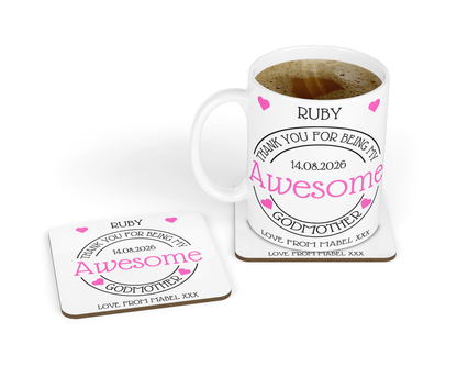 Personalised Mug & Coaster - Awesome Godmother Design