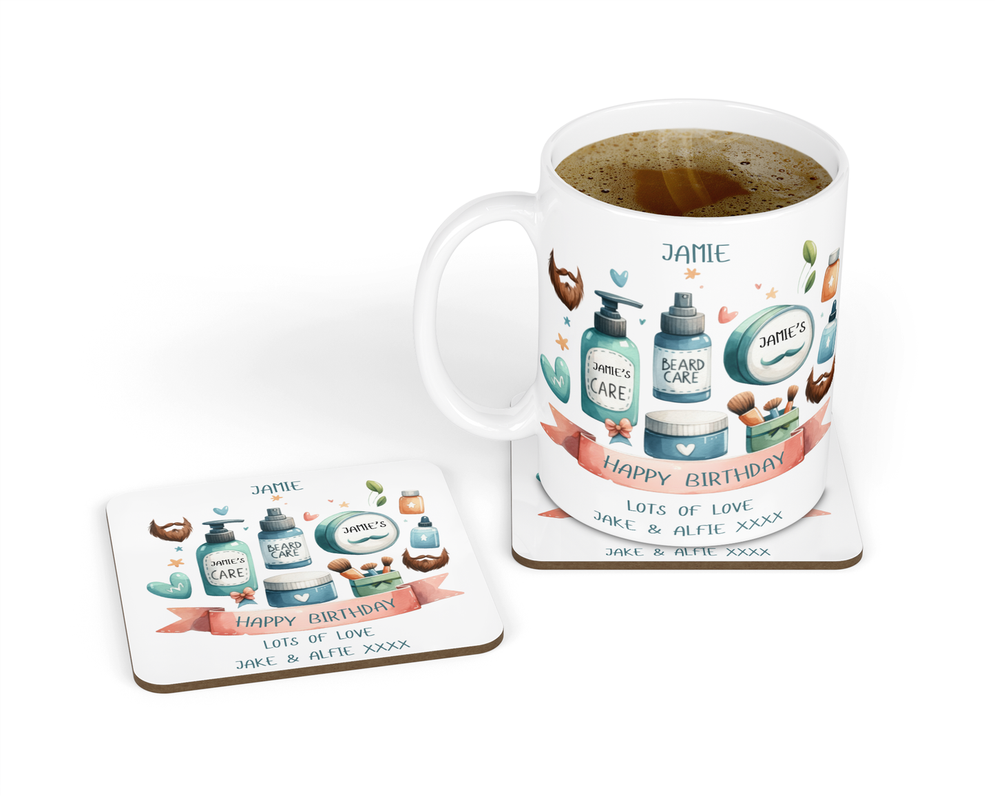 Personalised Mug & Coaster - Beard Design