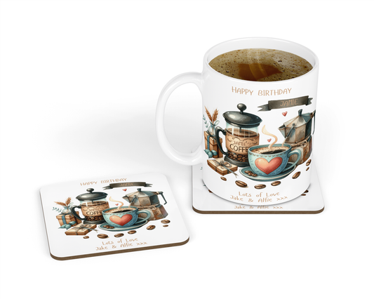 Personalised Mug & Coaster - Coffee Set