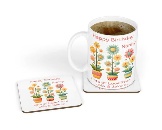 Personalised Mug & Coaster - Daisies