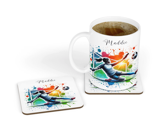 Personalised Mug & Coaster - Women's Football