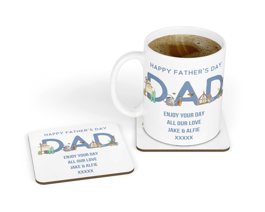 Personalised Mug & Coaster - Father's Day DAD Garden