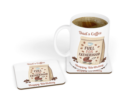 Personalised Mug & Coaster - Fatherhood Coffee Design