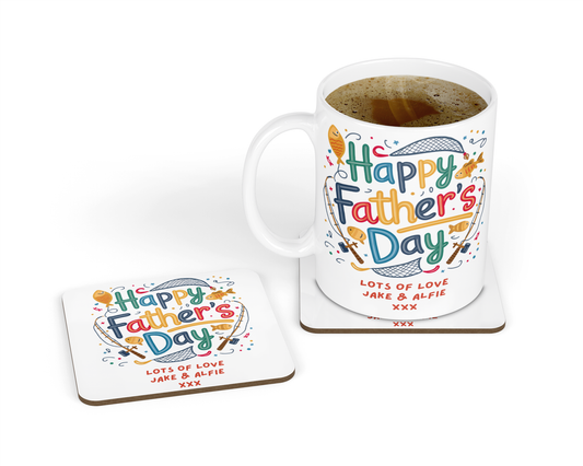 Personalised Mug & Coaster - Father's Day Fishing