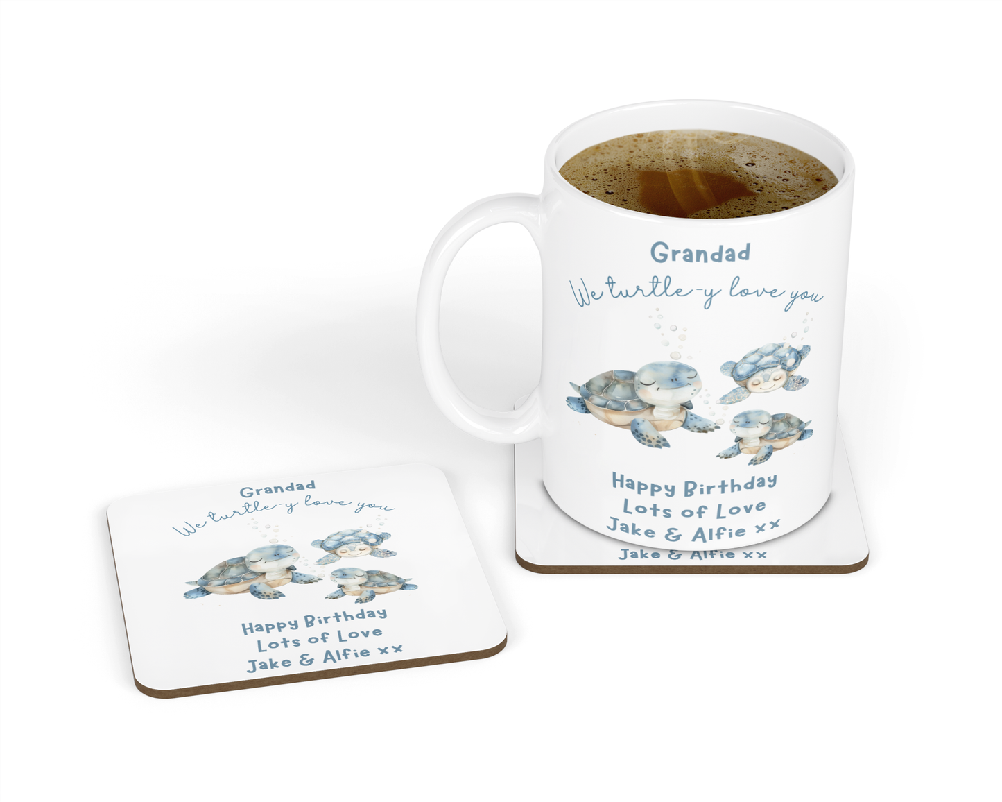 Personalised Mug & Coaster - Turtles