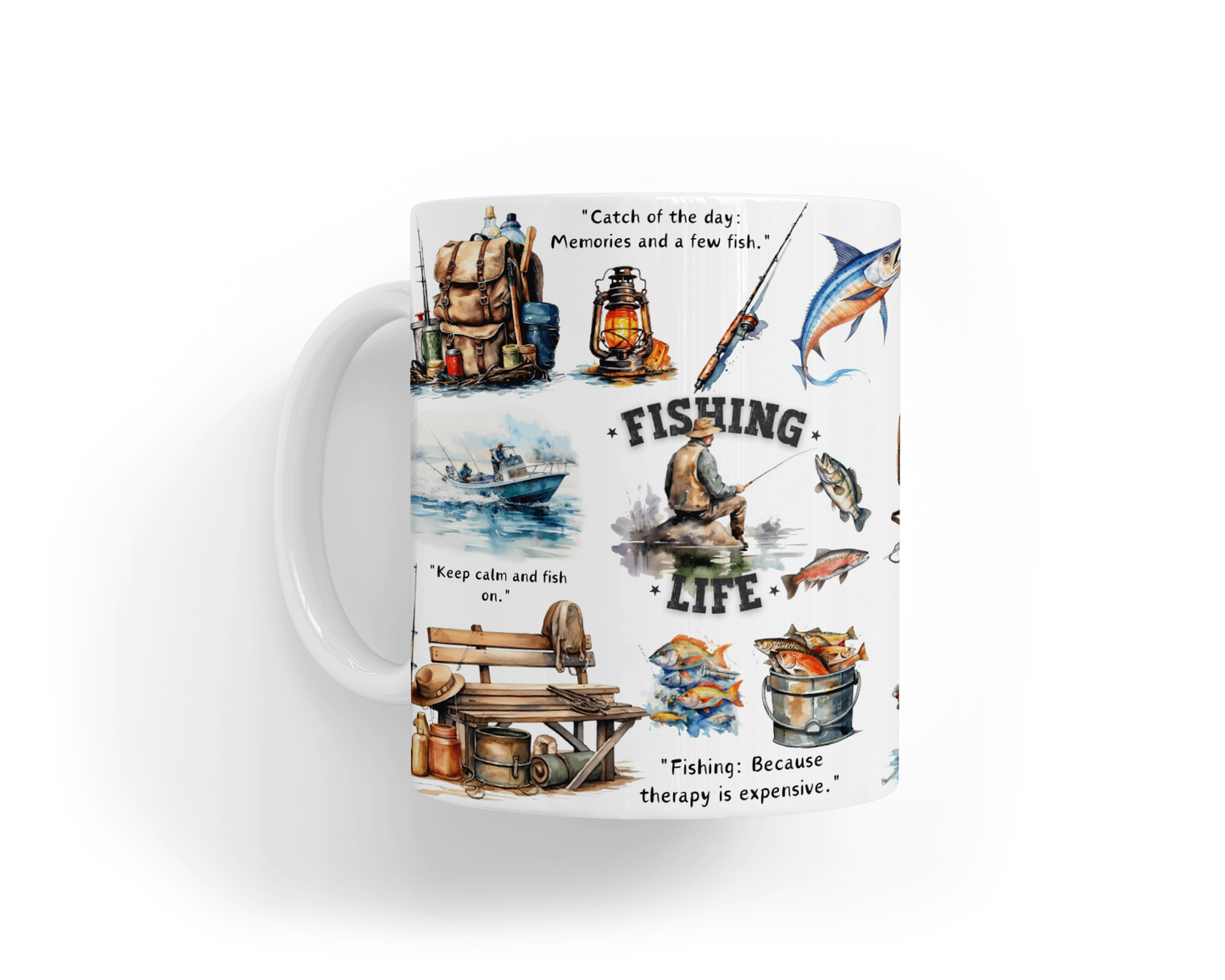Ceramic Mug - 'Fishing Life' Design