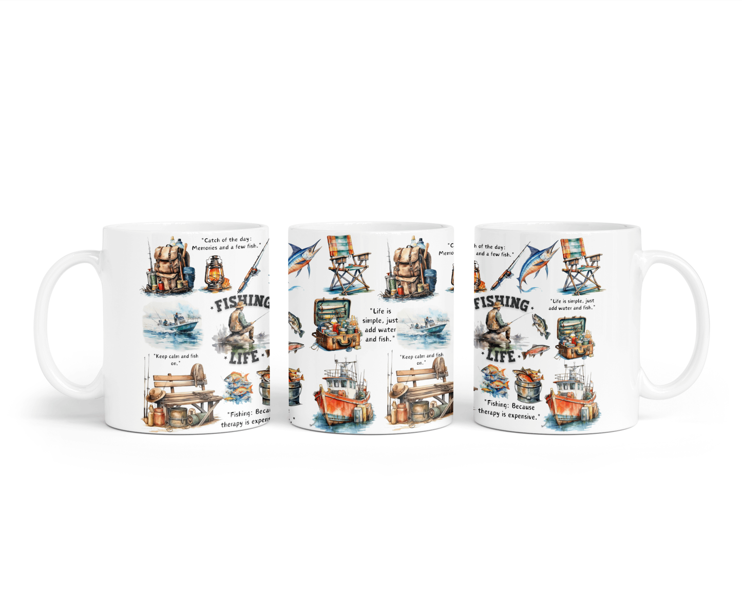 Ceramic Mug - 'Fishing Life' Design