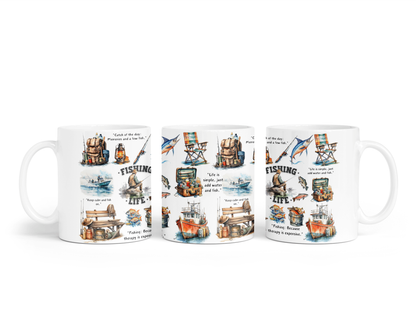Ceramic Mug - 'Fishing Life' Design