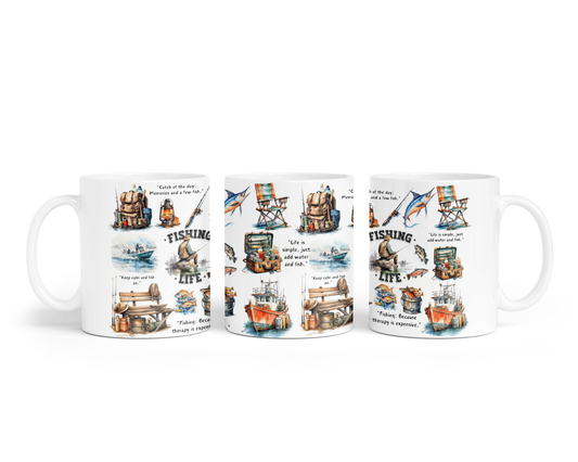 Ceramic Mug - 'Fishing Life' Design