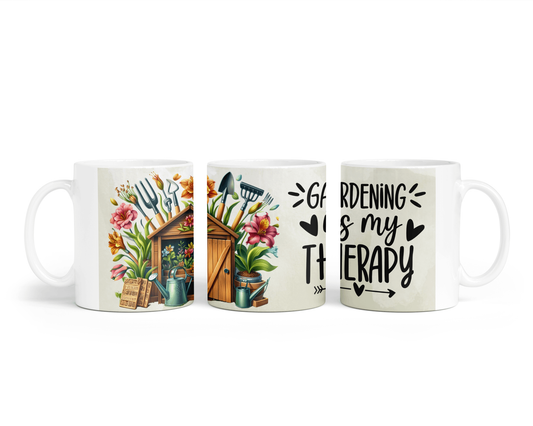 Ceramic Mug - "Gardening Is My Therapy" Design